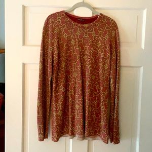 J. McLaughlin Top. Size XL. Red with gold accents